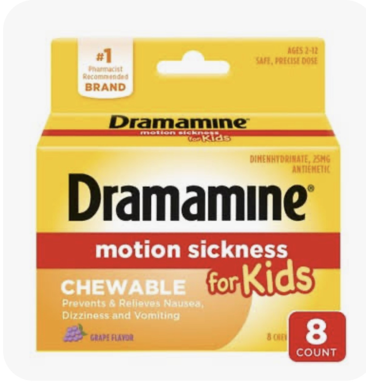 Dramamine Kids — Chewable Motion Sickness Relief 8ct