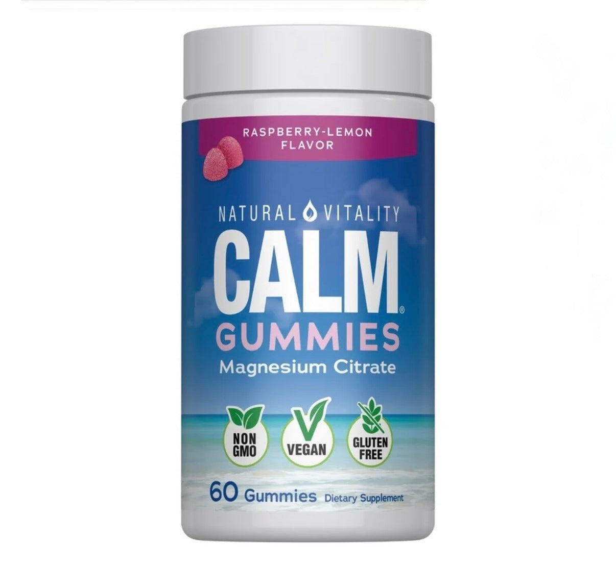 Natural Calm — Magnesium Citrate Gummies Raspberry Lemon 60ct